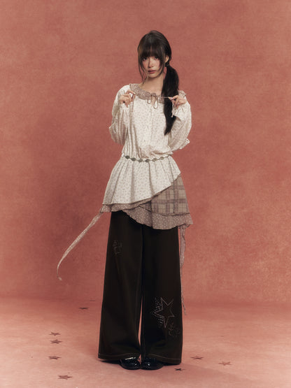 Deconstructed Patchwork Waist-Cinched Shirt Dress