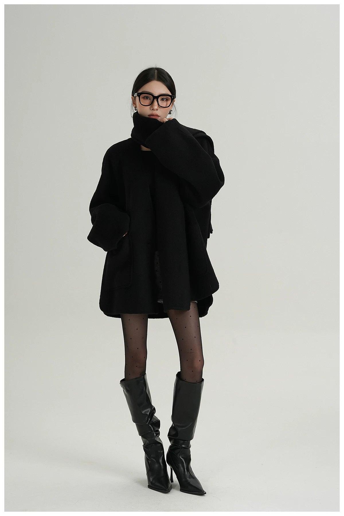 Scarf-Detail Cropped Wool Jacket