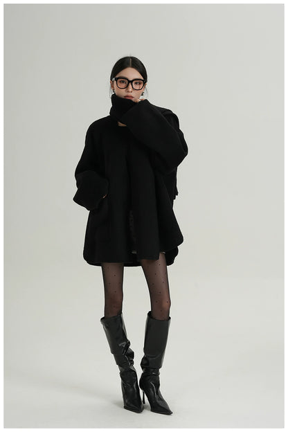 Scarf-Detail Cropped Wool Jacket