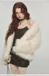 (Final Sale) Furry Long Collar Faux Fur Coat - CHINASQUAD