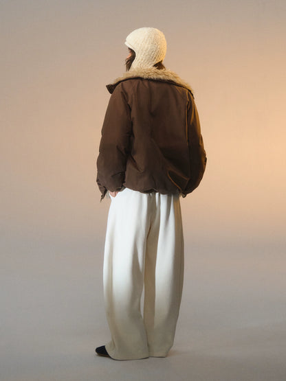 Fleece Curved-Leg Relaxed Pants