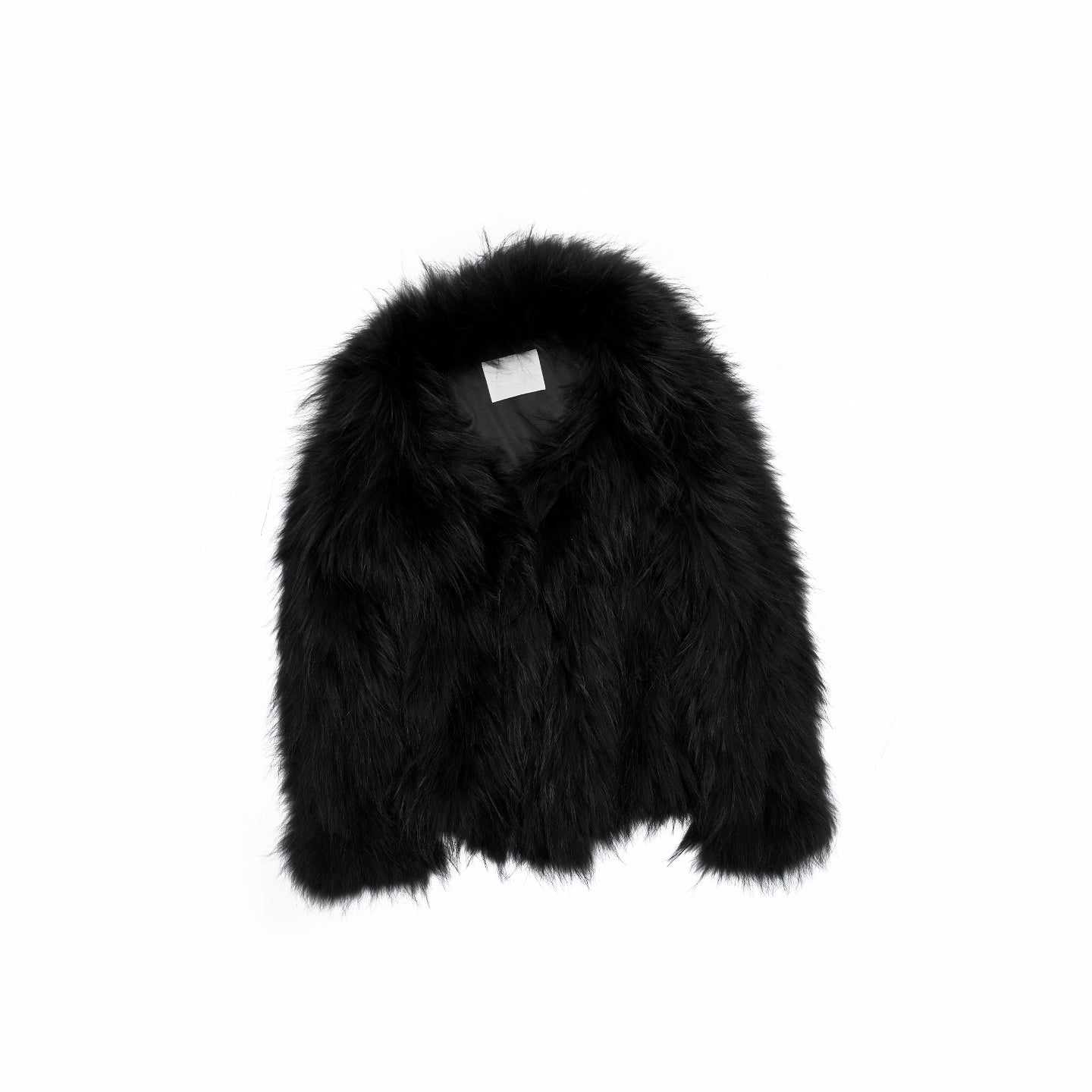 Raccoon Fur Oversized Lapel Woven Coat