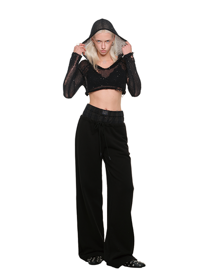 Patchwork Wide-leg Sweatpants