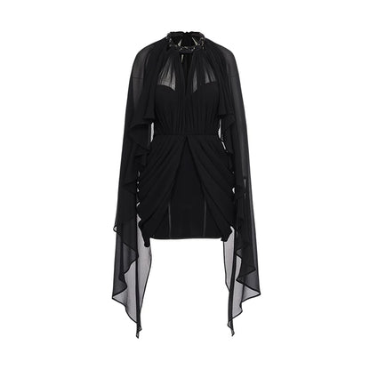 Draped Shawl Detail Halter Corset Dress