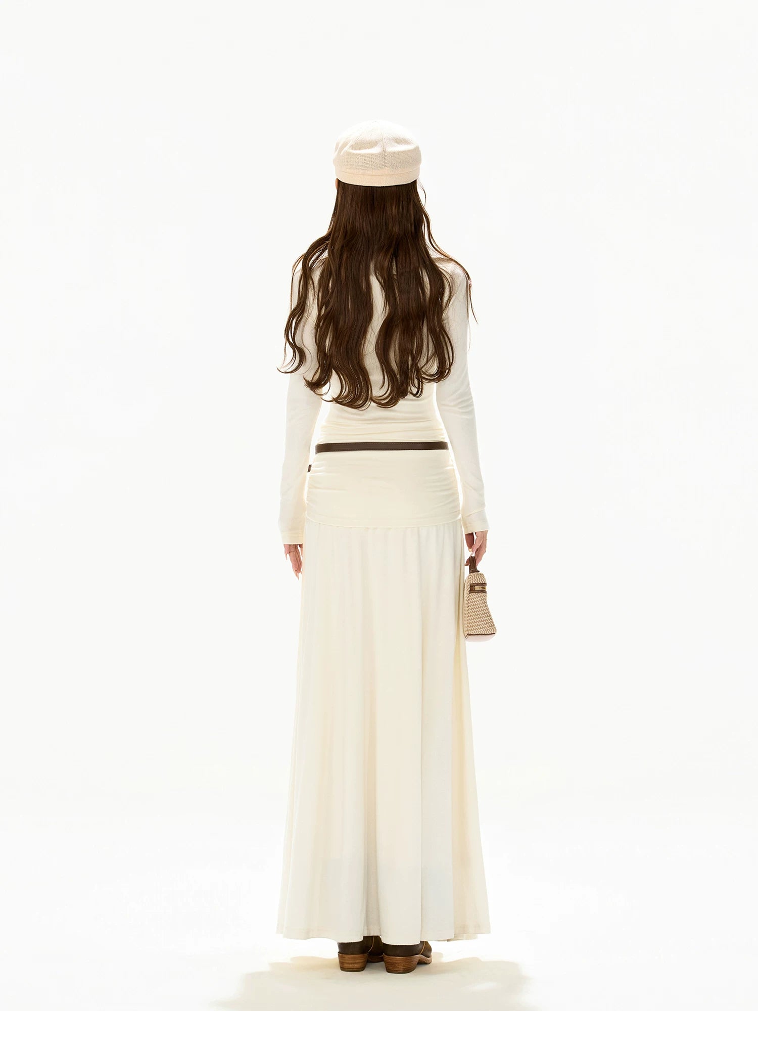 Elegant High-Neck Wool Knit Maxi Dress