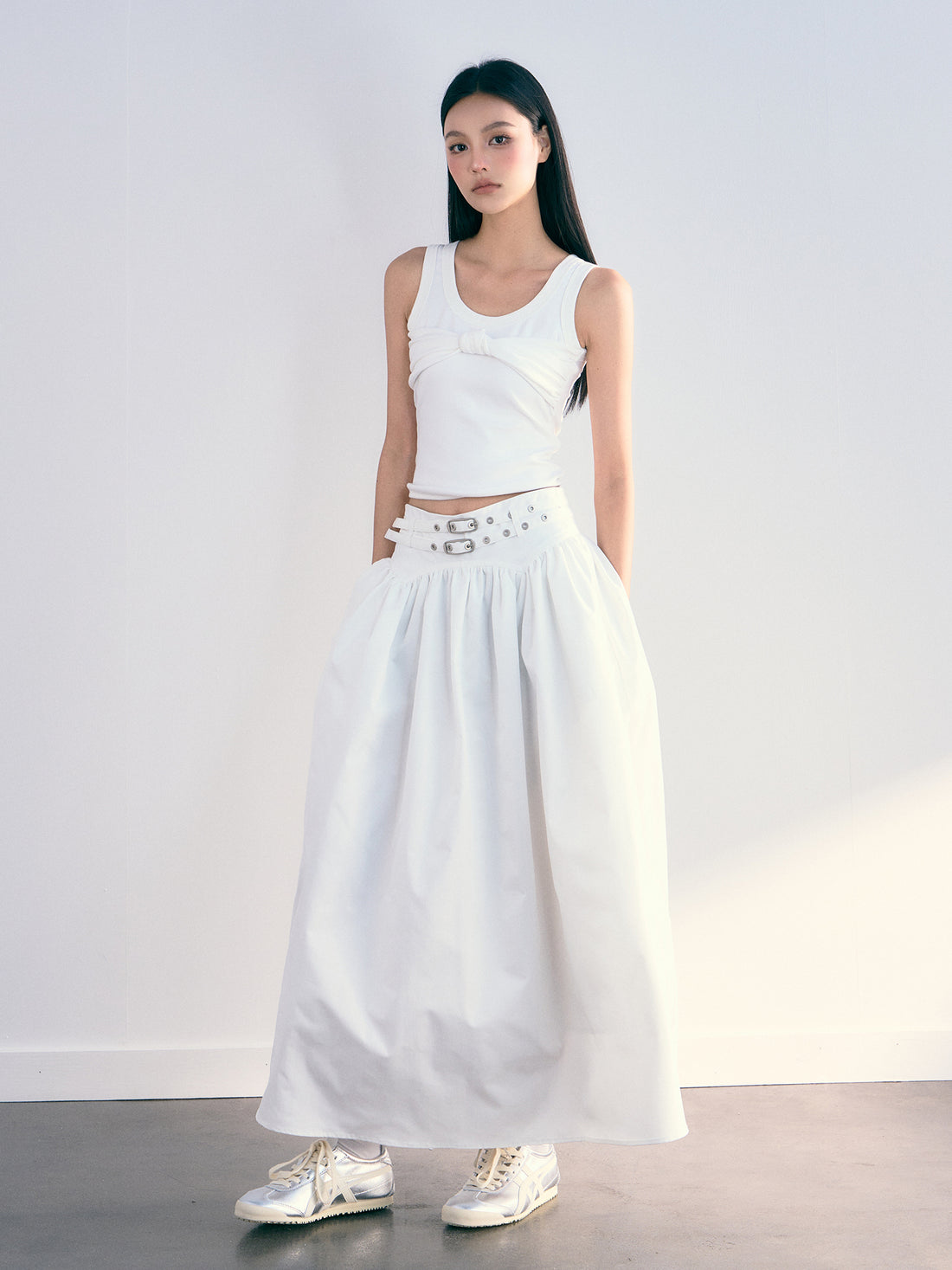 Double Belt Midi Skirt - CHINASQUAD