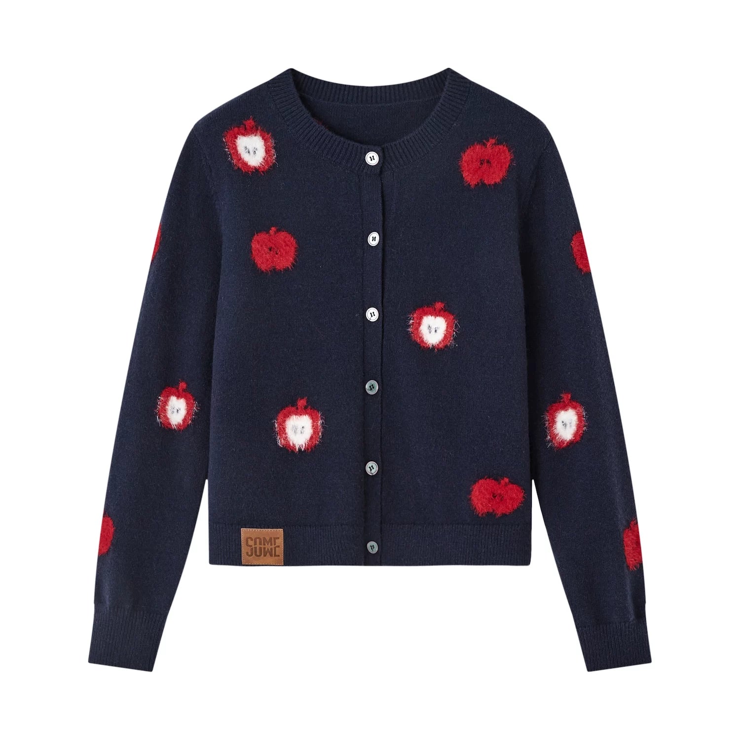 Plush Apple Jacquard Knit Cardigan