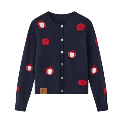 Plush Apple Jacquard Knit Cardigan