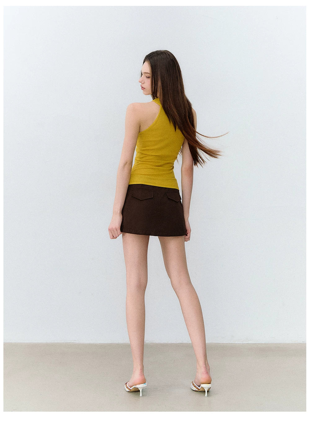 Brown Tone Starburst Asymmetric Skirt