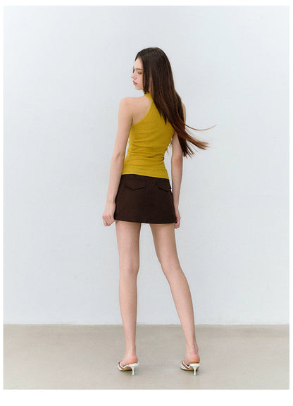 Brown Tone Starburst Asymmetric Skirt