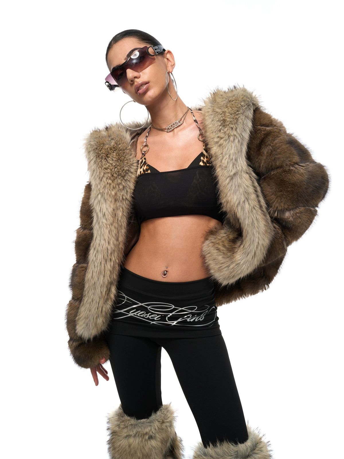 Faux Fur Hooded Oversized Jacket