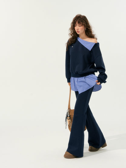 Detachable Spliced Collar Sweatshirt