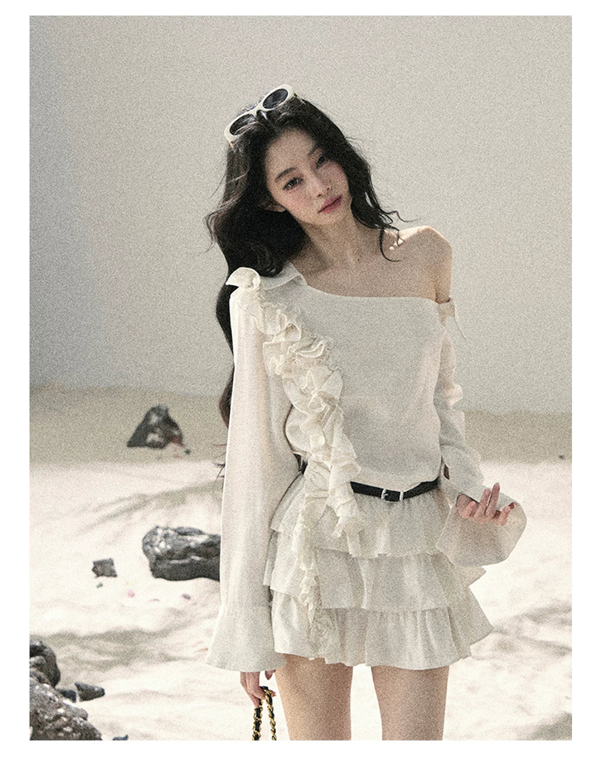 French Ruffle Off-Shoulder Mini Dress