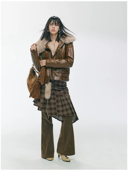 Heavy Punk Windproof Quilted Leather Jacket