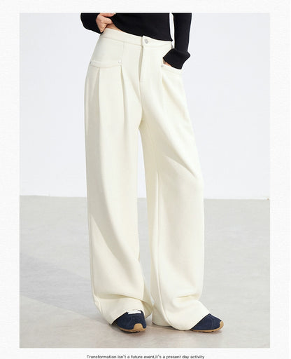 Chenille Fleece-Lined Wide-Leg Pants