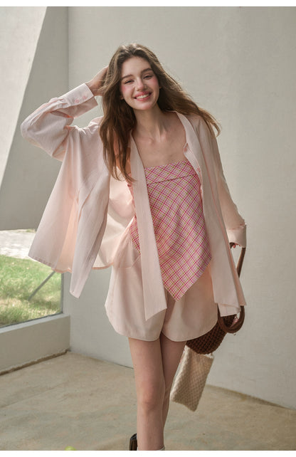 &quot;Perfume Memoir&quot; Tencel Cotton Bow Blouse Set