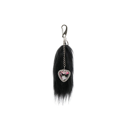 Black &amp; White Cat Tail Keychain