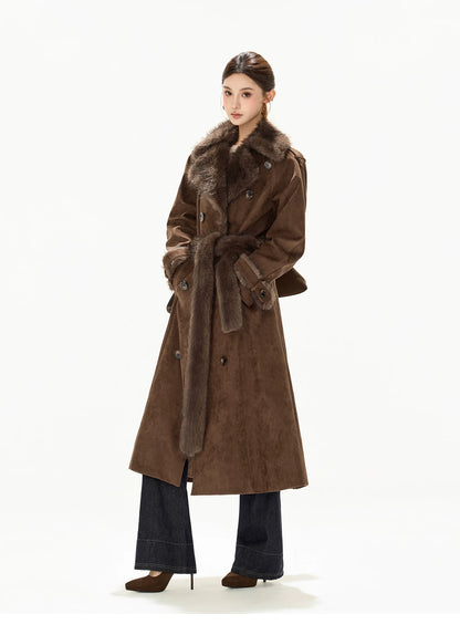 Belted Double-Breasted Long Coat