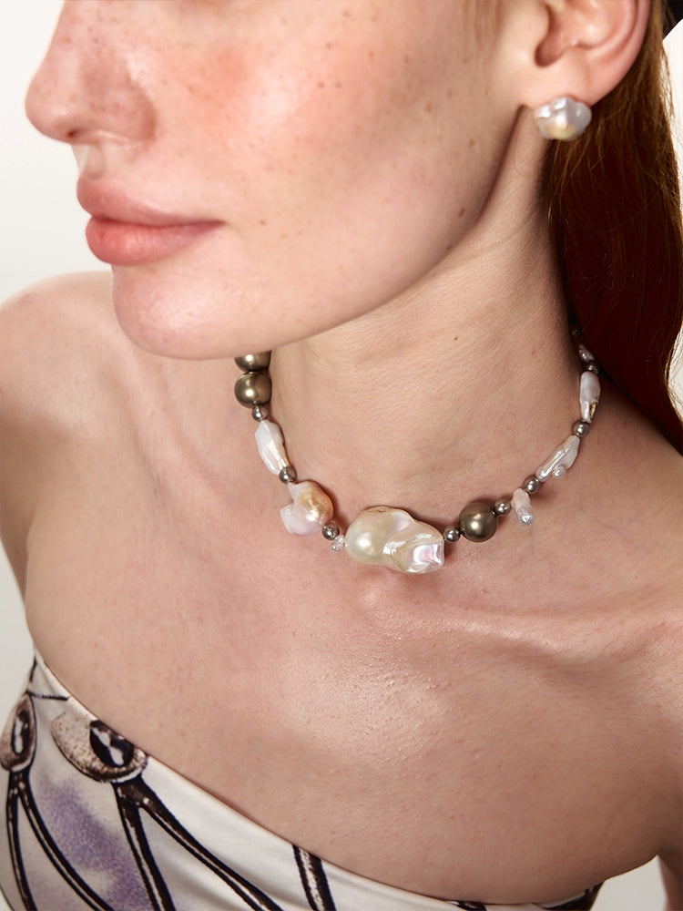 Natural Irregular Baroque Pearl Patchwork Necklace