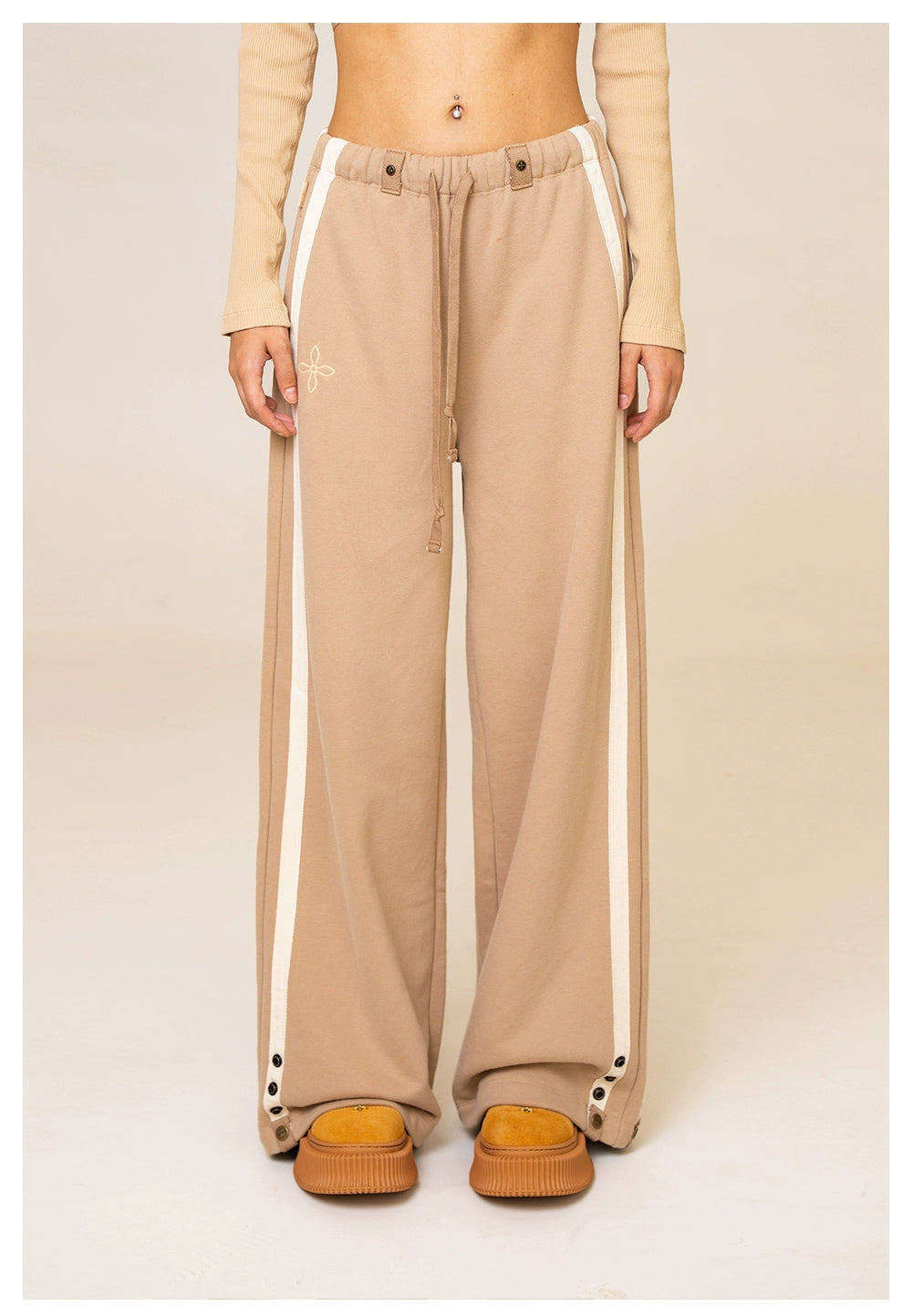 Compass Striped Wide-Leg Track Pants