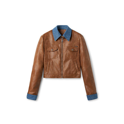 &quot;Rose Series&quot; Faux Shearling PU Leather Jacket