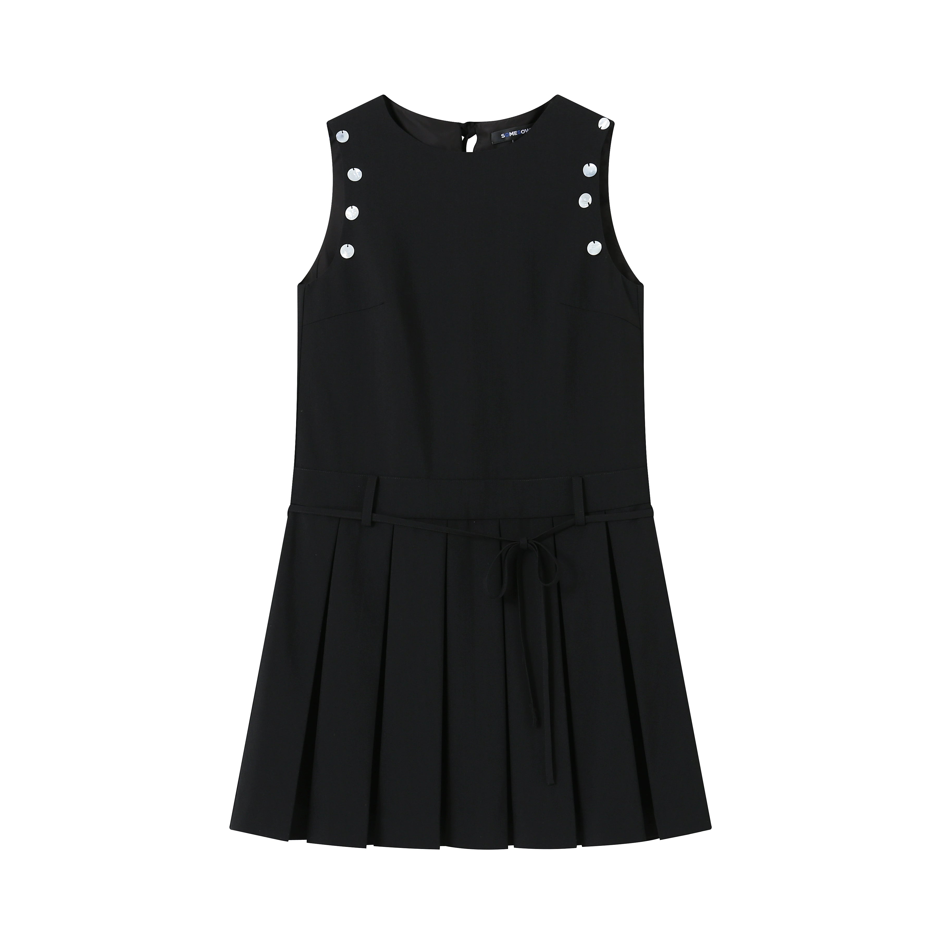 Black &amp; White Seashell Pleated Mini Dress