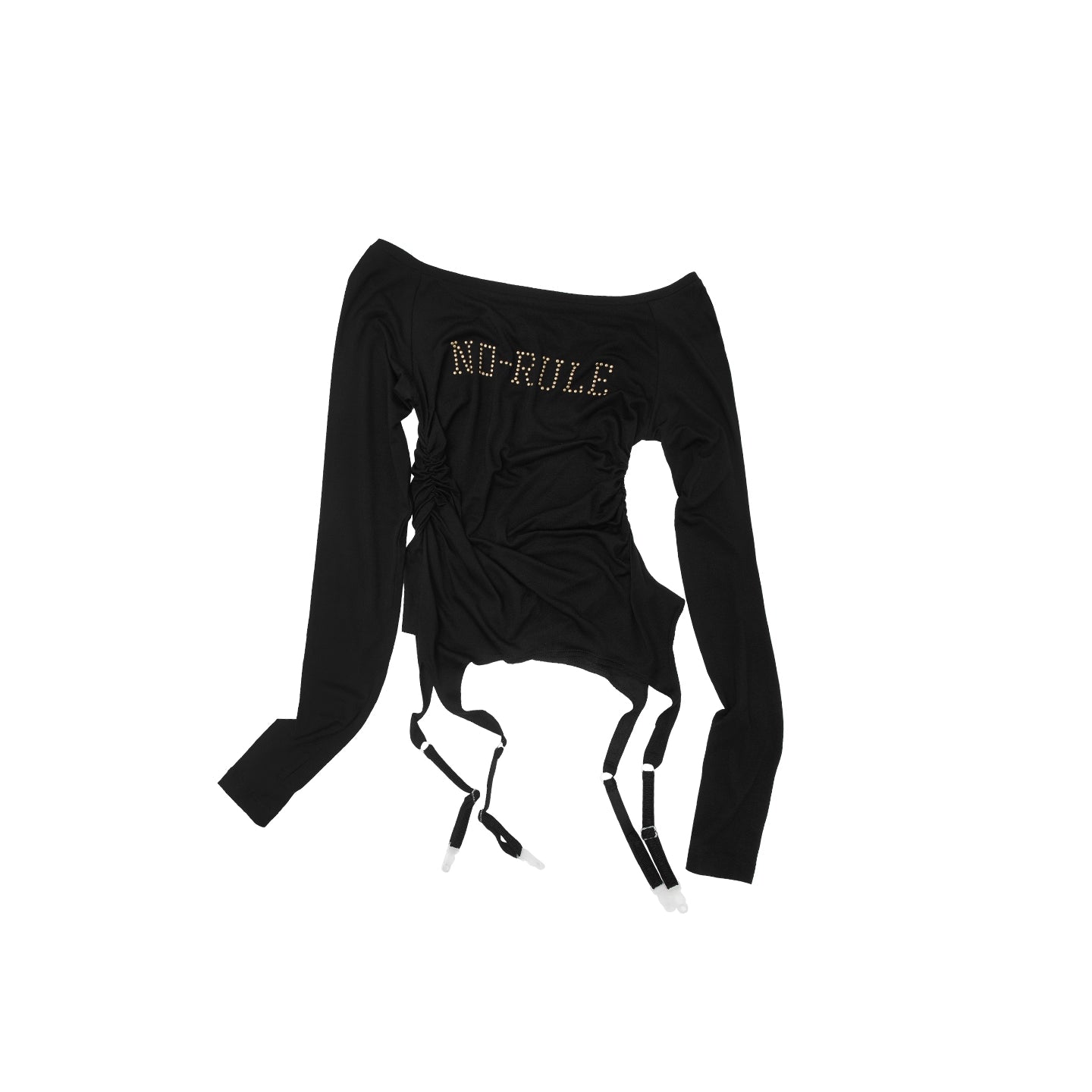 Crystal-Studded Boat-Neck Knit Blouse