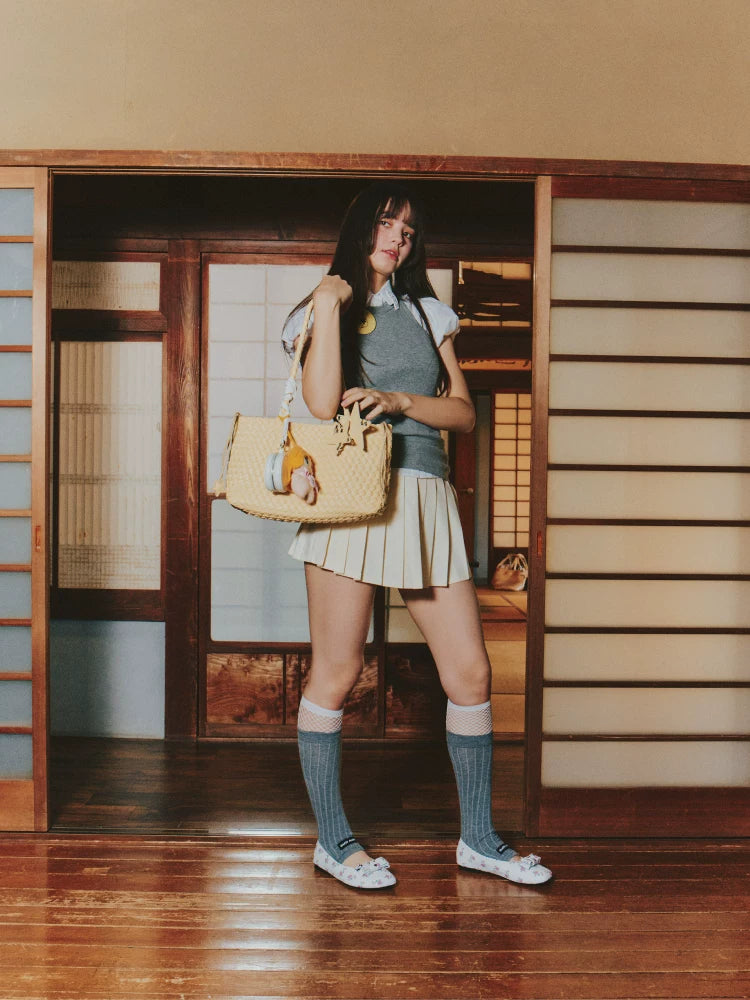 Woven East-West Tote Shoulder Bag ECODAY