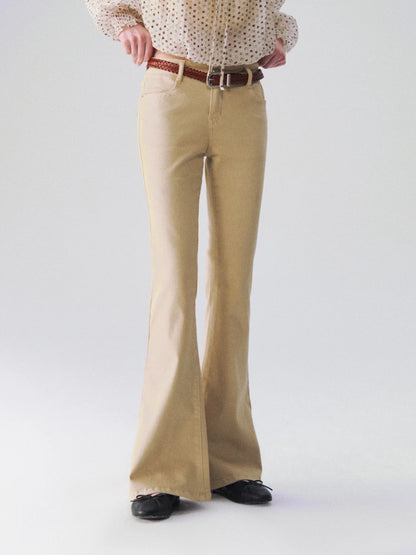 Garment-Dyed Flared Denim Jeans