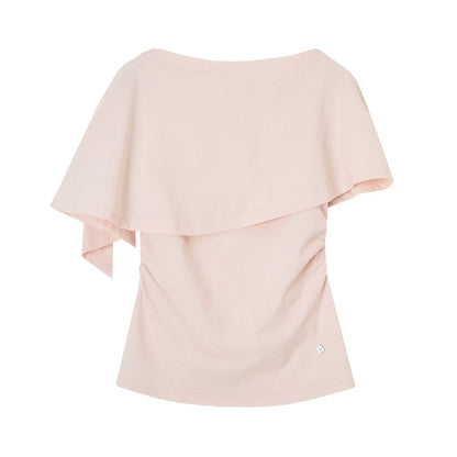 Layered Cape-Effect Slim-Fit Top