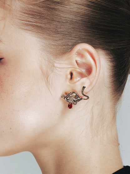 Vintage Floral Teardrop Crystal Stud Earrings