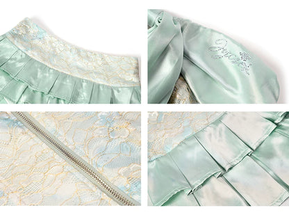 Lace Satin Corset Bandeau &amp; Low-Rise Mini Skirt Set