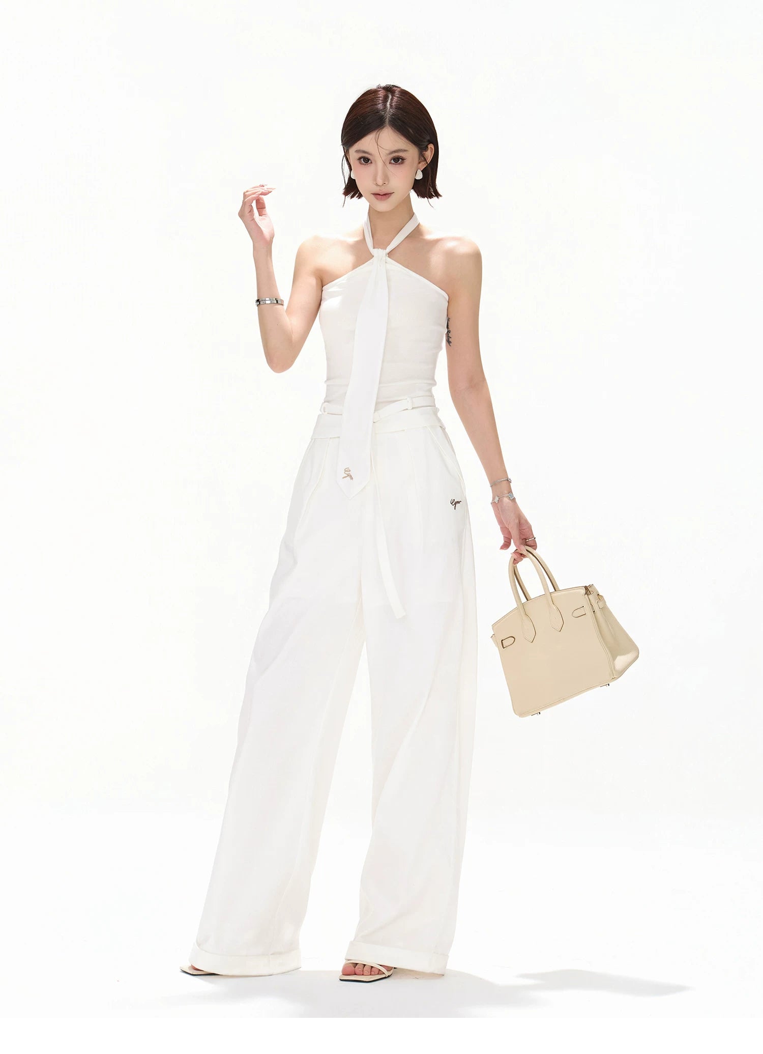 Relaxed Linen-Blend Wide-Leg Trousers