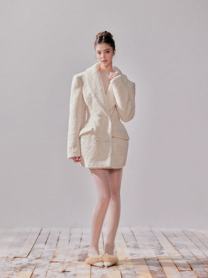 Cedar White Tea Shearling Belted Jacket