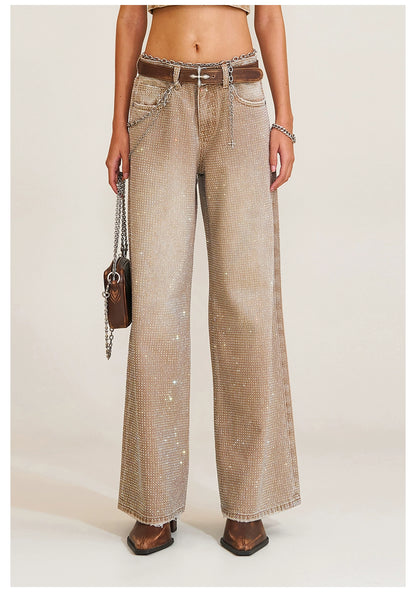 Wild Diamond Handcrafted Wide-Leg Denim Pants