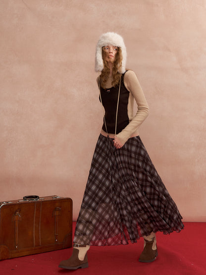 Contrast-Layered Long-Sleeve Knit Turtleneck