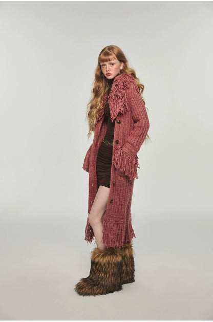 Tassel Knitted Maxi Overcoat - CHINASQUAD