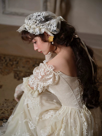 Candlelit Tears Antique Lace Corset Wedding Dress