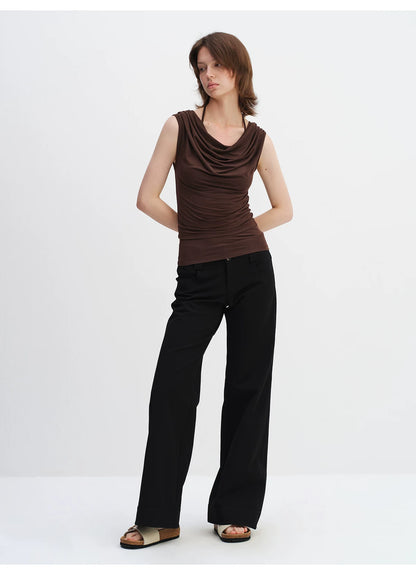 Layered Modal Off-Shoulder Draped T-Shirt