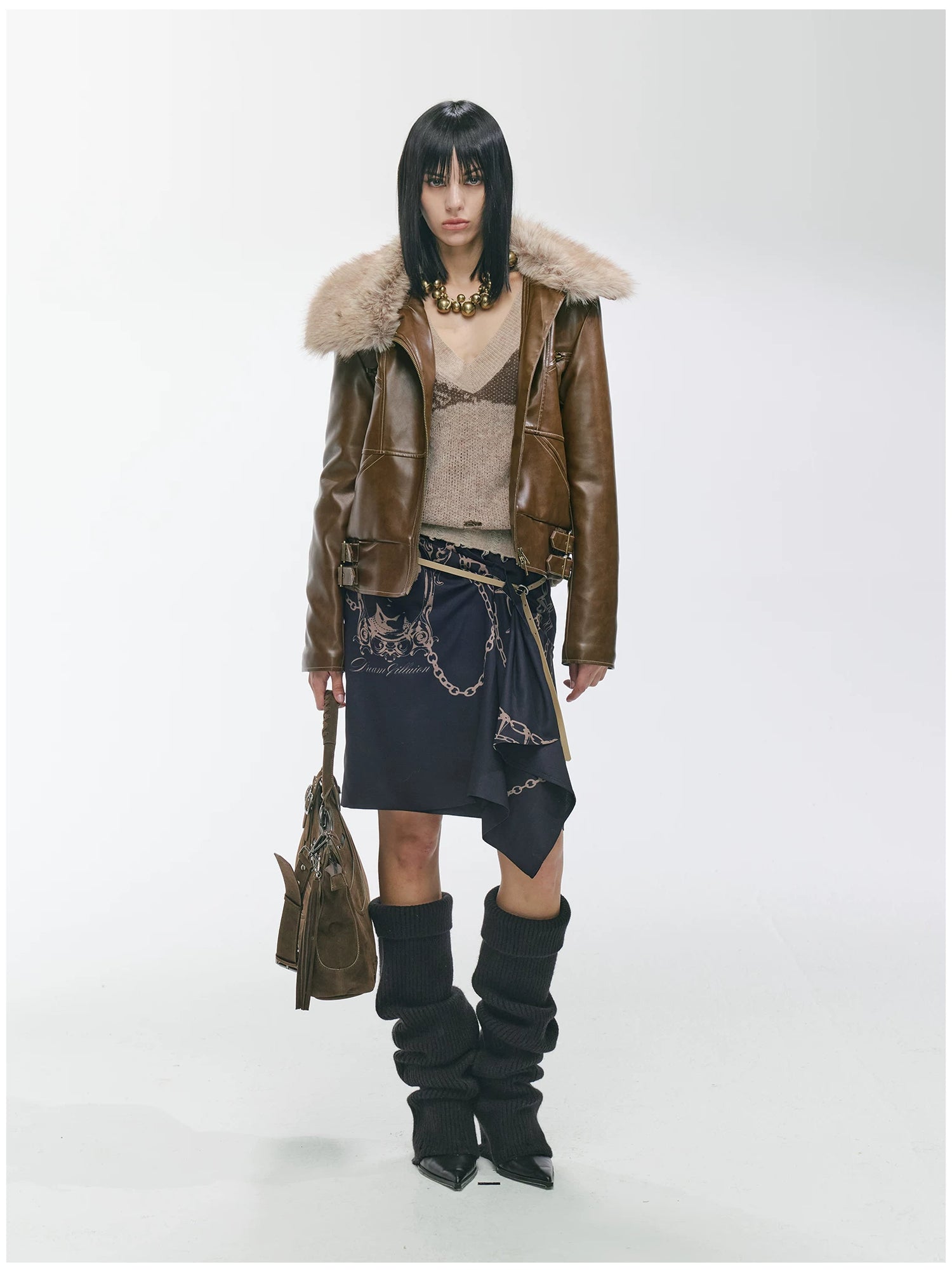 Heavy Punk Windproof Quilted Leather Jacket