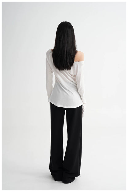 Waist-Cinching Fitted Long Sleeve T-Shirt