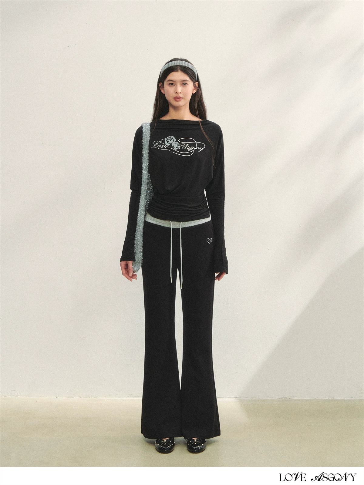 Contrast Color Tie-Waist Flared Casual Pants - CHINASQUAD