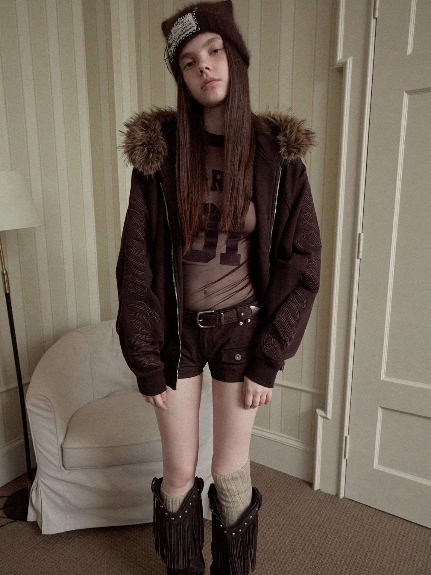 Low-Rise Studded Pocket Mini Shorts