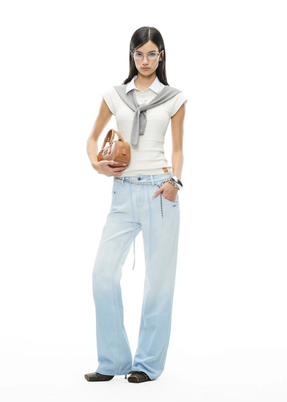 Summer Vacation Slim Straight Hemp Denim