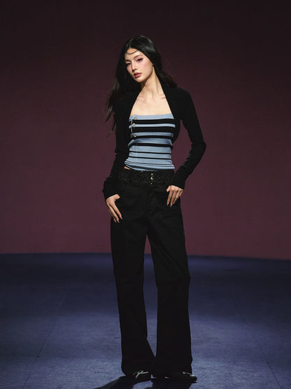 Double-Waistband Two-Piece Wide-Leg Pants - CHINASQUAD