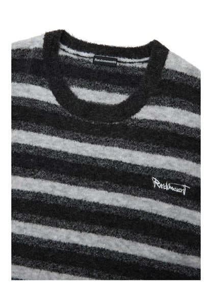 Contrast Stripe Embroidered Knit Sweater