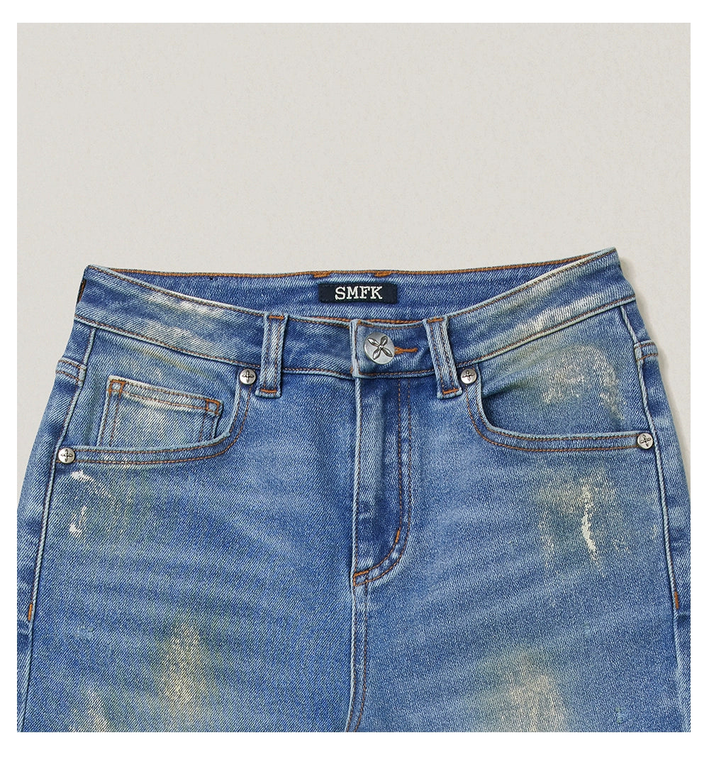 Desert Storm Hand-Painted Flared Jeans