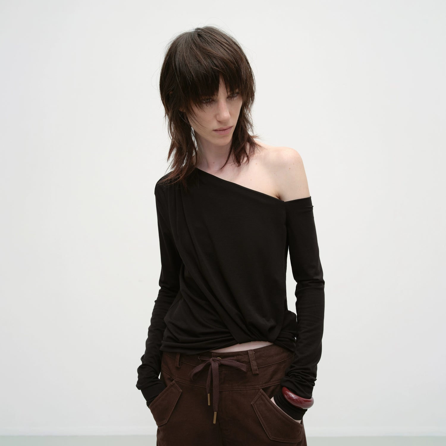 Chugangxi Draped One-Shoulder T-shirt