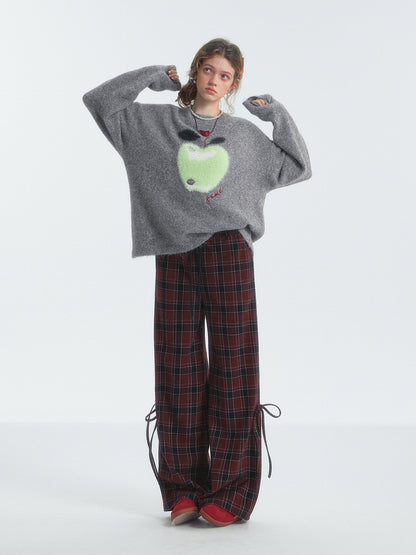 Plaid Drawstring Bowknot Pants