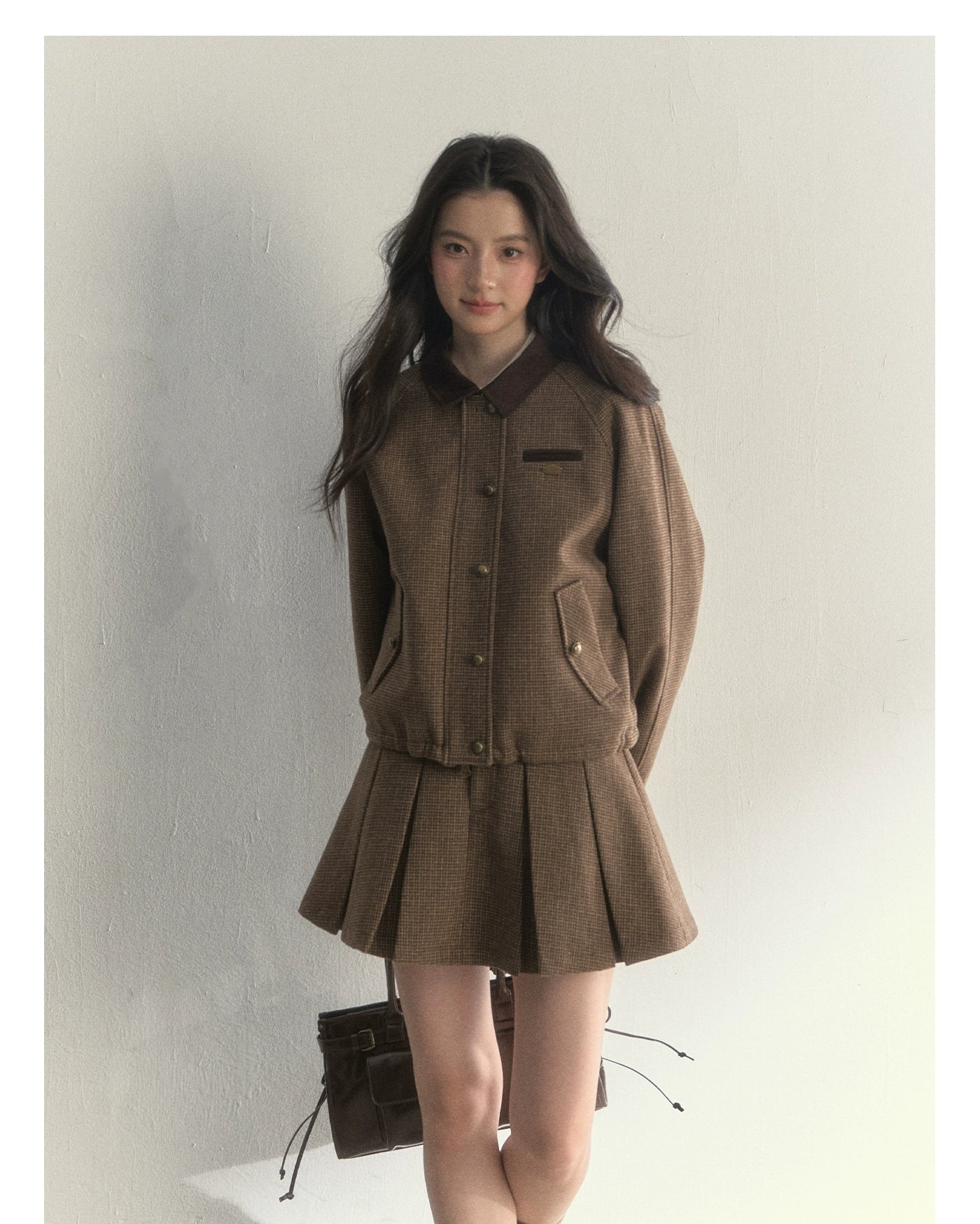 Reversible Houndstooth Jacket &amp; Skirt Set